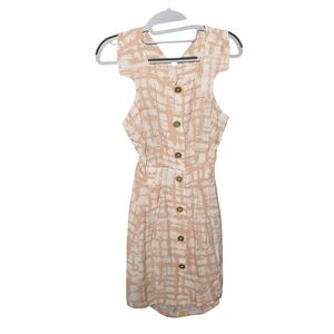 Finders Keepers Sleeveless Button Front Mini Dress Sz 2 Cutout Back Blush White